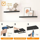 HOOBRO Floating Shelves for Wall, Wall Mounted Shelf Set of 2, 15.7" Hanging Shelf with Invisible Brackets, for Wall in Bathroom, Bedroom, Toilet, Kitchen, Living Room, Office, Black BK40BJ01 by CozyNest Decor