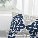 HWY 50 Navy Blue Decorative Throw Pillow Covers 18x18 Inch (1 Piece), Embroidered Cotton Farmhouse Cushion Cover Pillow Case for Sofa Couch Living Room Bed Bedroon, Floral Geometric by CozyNest Decor
