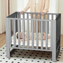 EvoNest Baby Crib, 6 in 1 Convertible Mini Crib with Wheels, 100% New Zealand Pinewood Growing Bed, 4 Adjustable Mattress Height，Washed Natural (Grey) by TinyTreasures Baby Boutique