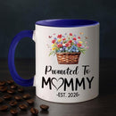 Personalized Promoted To Mommy Accent Coffee Mug With Name Year, Custom Mom Mother Mama EST 2026 Coffee Cup, Mama To Be Mug Gift For New Mommy/Wife From Husband, First Time New Mom White Cup 11 15Oz by TinyTreasures Baby Boutique