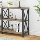 LVB Rustic Console Table, Wood Metal Entryway Table Behind Couch, Industrial Sofa Table with 3 Tier Storage Shelf, Modern Wooden Foyer Hallway Table for Entry Living Room Bedroom, Rustic Oak, 47 Inch by CozyNest Decor