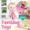LIGHTDESIRE Baby Toys Musical Caterpillar,Infant Toys Stuffed Animals with Mirror,Ruler Design,Pull String&Rattles,Sensory Toy for Tummy Time Boy Girl Newborn Gifts 3 6 12 Months(Rose Pink,Knot Limb) by TinyTreasures Baby Boutique