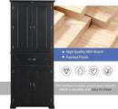 72.2" Tall Storage Cabinet with 4 Doors and Drawer, Freestanding Linen Cabinet, Wooden Pantry with Adjustable Shelf for Kitchen, Bathroom, Living Room Black by CozyNest Decor