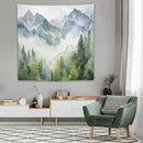 HZOHNAGO Mountain Tapestry Misty Green Forest Mountain Pattern Printed Wall Tapestry Wall Hanging for Bedroom Living Room Dorm 60" W x 60" H by CozyNest Decor
