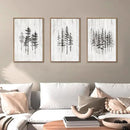 HPINUB Woodcut Style Pine Tree Framed Canvas Wall Art Set, Minimalist Modern Black and White Forest Wall Decor, Rustic Minimalist Canvas Painting for Living Room,Bedroom,Office Decor-16 x24 x3 by CozyNest Decor