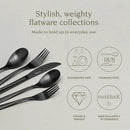 over&back 20pc Curved Flatware Cutlery Set - Comes with 4 Dinner Forks, 4 Salad Forks, 4 Dinner Knives, 4 Dinner Spoons, and 4 Teaspoons - 18/8 Stainless Steel - Dishwasher-Safe - Matte Black by CozyNest Decor