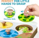 Dinosaur Wooden Puzzles for Toddlers 1-3, Montessori Toys for 1 2 Year Old Boy Birthday Gifts, Dinosaur Matching Eggs Peg Puzzles for Toddlers Age 2-4, Preschool Learning Activities for Girls by TinyTreasures Baby Boutique