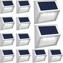 JSOT Outdoor Fence Lights,12 Pack Solar Powered Deck Lights Waterproof Stairs Light Stainless Steel Security Wall Lamps for Step Walkway Patio Garden Pathway - Cool White by GreenHaven Gardens