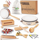 LOOIKOOS Toddler Musical Instruments Montessori Natural Wooden Percussion Instruments for Kids Preschool Educational Musical Toys Set for Boys and Girls with Storage Bag by TinyTreasures Baby Boutique