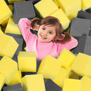 Foam Pit Cubes, 24 PCS 5 Inches Gymnastics Foam Blocks Trampoline Blocks, Multi-Sport Protective Padding for Gymnastics, Trampoline, Parkour, Skate Parks & BMX - Dark Grey & Yellow by TinyTreasures Baby Boutique