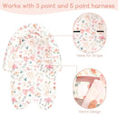 Baby Car Seat Head Support for Newborn, GFU 2 in 1 Infant Car Seat Head Body Support with Strap Pads, Soft Stroller Cushion Pillow Insert for Girls, Fits for Stroller, Swing, Pink Floral by TinyTreasures Baby Boutique