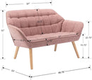 48”Small Loveseat Sofa, Modern Linen Upholstered Mini Couch 2-Seater Fluffy Love Seat with Quilting Backs and Wood Legs for Small Space Living Room, Bedroom, Pink by CozyNest Decor