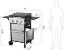 3-Burner Propane Gas BBQ Grill with SS Plancha, 36,900 BTU Output, Wire Enamel Grids, Foldable Side Table and Hanging Basket, Stainless Steel Grill for Patio Use by GreenHaven Gardens
