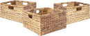 Large 14.5” x 13.5” x 8” (Set of 3) Natural Water Hyacinth Woven Storage Baskets, Rectangular Wicker Basket with Built-in Handles, Large (Natural) by CozyNest Decor