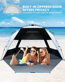 OutdoorMaster Beach Tent with Blackout Shelter Technology, Portable Beach Shade Sun Shelter Canopy for 4-6 Person with UPF 50+ UV Protection, Easy Setup Pop Up Tent Family Size by TinyTreasures Baby Boutique