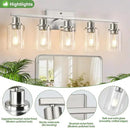 5-Light Bathroom Light Fixtures, Brushed Nickel Bathroom Vanity Light with Clear Glass Shades, Modern Bathroom Wall Lamp for Mirror Living Room Cabinet Bedroom Porch by CozyNest Decor