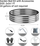Galvanized Metal Planter Round Raised Garden Bed Kit for Gardening Outdoor，2x2x1ft 2pc Grow Garden Box Raised Flower Bed，Round Galvanized Planter Outdoor Metal Fire Pit Ring by GreenHaven Gardens