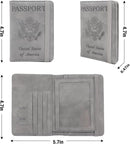 Melsbrinna RFID Passport Holder for Travel, Unisex Adults, Grey, PU Leather, RFID Protected, Passport Cover by TinyTreasures Baby Boutique