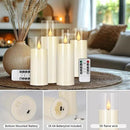 Set of 24 Flameless Led Battery Opeated (D2.2'' x H5''6''7'') Realistic Moving Wick Candles with 10-Key Remotes and Cycling 24 Hours Timer by CozyNest Decor