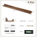 Fun Memories Picture Ledge Shelf for Wall, 48 inch Pine Wood Nursery Book Shelves Set of 2- Wall Book Shelves for Kids Room, Home Decor - Kitchen Spice-Carbonized by TinyTreasures Baby Boutique