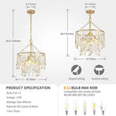 3-Lights K9 Crystal Chandeliers, Luxury Vintage Pendant Light Fixture for Dining Room, Living Room, D15*H20.4~66.8 inch (Adjustable), Clear Crystal & Gold Finish by CozyNest Decor