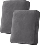 H.VERSAILTEX Velvet Stretch Couch Cushion Cover Plush Cushion Slipcover for Chair Loveseat Sofa Cushion Furniture Protector Seat Cushion Sofa Cover (2 Piece Medium Sofa Cushion Covers, Grey) by CozyNest Decor