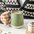 Hasense Porcelain Coffee Mugs Set of 6, 15 Ounce Large Ceramic Coffee Cups Set with Handle for Latte, Tea, Cocoa and Hot Chocolate, Green Coffee Mugs for Men and Women, Microwave Safe by CozyNest Decor