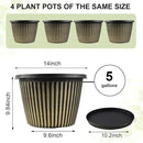 Large-Planter-Indoor-Outdoor Plant Pots, 14 inch 4 Pack Plastic Flower Pots with Saucer And Drainage Holes, Modern Garden Planters For Planting Medium Large Plants， Decorative Resin Garden Pots by CozyNest Decor