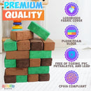 The Original Premium Plush Building Block for Kids - Certified Safe Foam Blocks in Luxuriously Soft Fabric Covers - Set of 24 (Earth) by TinyTreasures Baby Boutique