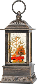 Fall Snow Globe Red Truck Lantern, Glitter Lighted Snow Globes Fall Decorations for Home, Light Up Snowglobe Fall Décor by CozyNest Decor