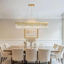 10 Lights Modern Crystal Chandelier, Gold K9 Rectangle Rectangular Chandeliers,Luxury Flush Mount Pendant Ceiling Light for Dining Room Kitchen Island L47''xW10''xH10'' by CozyNest Decor