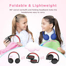 Kids Headphones Wired with Microphone, Over Ear 85/94dB Volume Limited Headphones with Share Port, Stereo Sound Foldable Headset for Teens/Boys/Girls-Black Red by TinyTreasures Baby Boutique