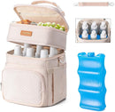 Insulated Breastmilk Cooler Bag with Ice Pack - Holds 6x9oz Bottles, Leakproof Double Layer, Adjustable Strap for Nursing Moms, Daycare & Travel,Pearl White by TinyTreasures Baby Boutique
