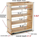 DINDON Pull Out Spice Rack Cabinet Organizer, (8" W x 21.9" D x 25.2" H) Multi-Use Soild Wood Pull Out Cabinet Organizer Slide Out Shelf Sliding Base Cabinet Storage Organization by CozyNest Decor