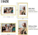 Vittanly 11x17 Picture Frames Set of 9, Shatter Resistant Plexiglass, Display 8x12 Pictures with Mat or 11x17 without Mat, Photo Frames for Wall Mount, Engineered Wood, Gold by CozyNest Decor