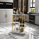Gold Bar Carts with 4-Tier Storage Shelves, Mobile Bar Serving Cart with Wine Rack and Glass Holder, for The Home, Kitchen, Living Room, Dining Room by CozyNest Decor