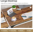 PayLessHere | 39 Inch Computer Desk | Brown | Office Desk with Metal Frame, Adjustable Feet | Water-Resistant, Scratchproof Surface | Sturdy Writing Table for Home Office or Study | Pack of 2 by CozyNest Decor