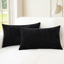 CaliTime Throw Pillow Covers Decorative 16 X 26 Inches Pack of 2 Cozy Chenille Cushion Cases for Couch Sofa Bed Living Room Home Black by CozyNest Decor
