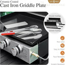 Sophia & William 22" Flat Top Grill with Lid & Ceramic Coated Cast Iron Pan, 3-Burner Portable Tabletop Gas Propane Griddle for Outdoor, BBQ, Camping & Tailgating Barbecue, 24,000 BTU by GreenHaven Gardens