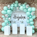 RUBFAC 129pcs Mint Green Balloons Different Sizes 18 12 10 5 Inch, Pastel Makani Blue Balloon Garland Arch Kit for Birthday Baby Shower Gender Reveal Easter Wedding Party Decoration by TinyTreasures Baby Boutique