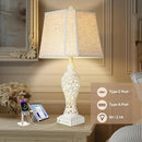 Vintage Table Lamps Set of 2, 28.5'' High Bedside Lamps with Fabric Shade, Farmhouse Nightstand Lamps with USB A+C Ports and Nightlight - Perfect for Living Room Bedroom Office Study (Bulb Included) by CozyNest Decor