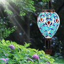 VOREEN Hot Air Balloon Solar Lantern, Mosaic Solar Outdoor Hanging Wind Light, Waterproof, Patio Festive Decor, Easter Gifts for Mom Father Grandma, Peacock Feather Design by GreenHaven Gardens