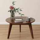 100% Solid Oak Wood Mini Coffee Table, Round Living Room Table Side Table w/Solid Wood Legs, Walnut Mid Century Sturdy Tables for Bedroom Balcony Living Room (23.62" D x 13.78" H) by CozyNest Decor