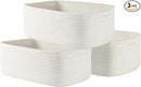 KALLAX Small Woven Basket, 13.5 x 9.5 x 5 Inches, Storage Basket for Organizing, Cute Small Rope Shelf Closet Cube Storage Bins Baskets for Shelves, Dog Toy Gift Baskets Empty, 3 Packs, Off White by TinyTreasures Baby Boutique