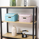PRANDOM Collapsible Storage Boxes with Lids Fabric Decorative Storage Bins Cubes Organizer Containers Baskets with Cover Handles Divider for Bedroom Closet Living Room 9.8x7.9x6.7 Inch 3 Pack by TinyTreasures Baby Boutique