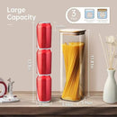 Square Glass Jars with Bamboo Lids 79 FL OZ [Set of 3], Glass Canisters with Airtight Lid, Glass Food Storage Containers for Spaghetti, Fettuccine, Linguine,Pasta, Best for Kitchen & Pantry by CozyNest Decor