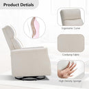 CANMOV Swivel Rocker Chair for Nursery, Swivel Accent Chair with High Back and Arms, Corduroy Glider Chair for Living Room Bedroom Nursery, Beige by TinyTreasures Baby Boutique