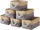 TheWarmHome Storage Baskets for Organizing - 11.8x7.8x5.2 inch Small 6 Pack Storage Bins for Shelve, Farbic Storage cubes Organizer for Baby Toys Nursery (Gold & Grey) by TinyTreasures Baby Boutique