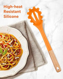 Silicone Pasta Fork, Kitchen Heat Resistant Noodle Spoon Server, BPA Free Spaghetti Strainer,12.8 inch (ORANGE) by CozyNest Decor