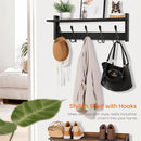 Homode Coat Rack with Shelf, 24" Coat Hooks Wall Mounted with Shelf, Wooden Hanging Coat Hanger with Tri Hooks for Entryway, Bathroom, Mudroom, Bedroom, Black by CozyNest Decor